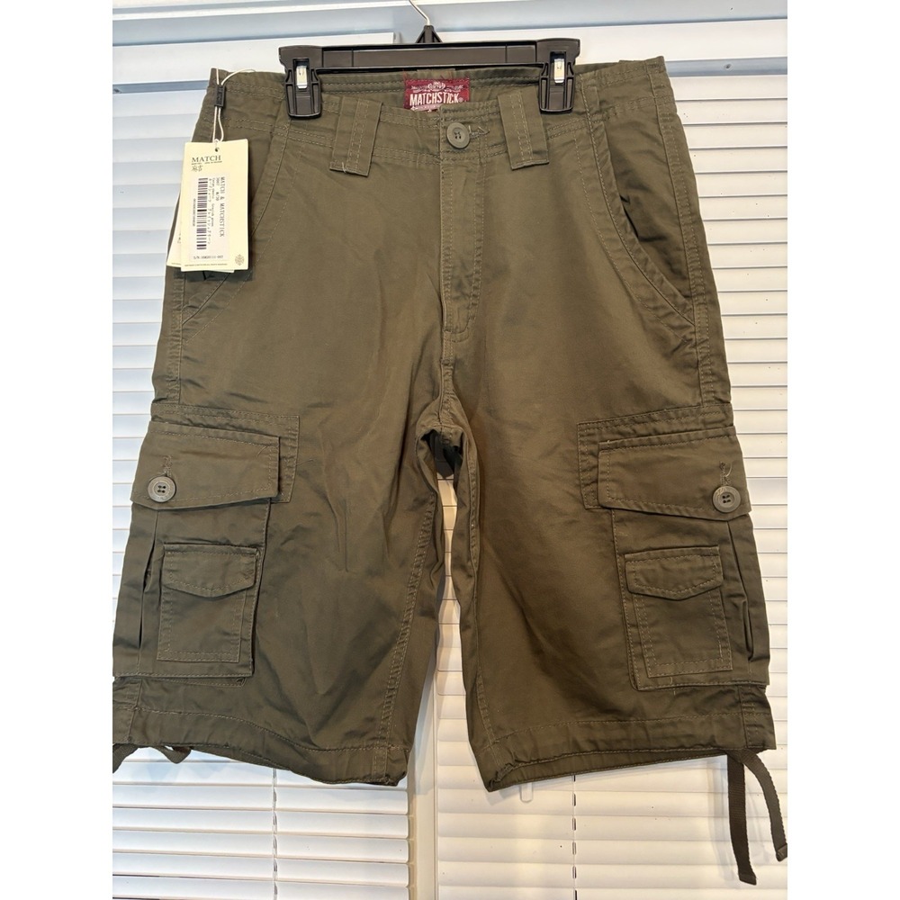 Matchstick Cargo Short Mens 30x11.5" Army Green Adjustable Leg Utility NWT